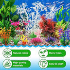 QUOZUO fish tank accessories arranged inside a ten gallon freshwater aquarium setup
