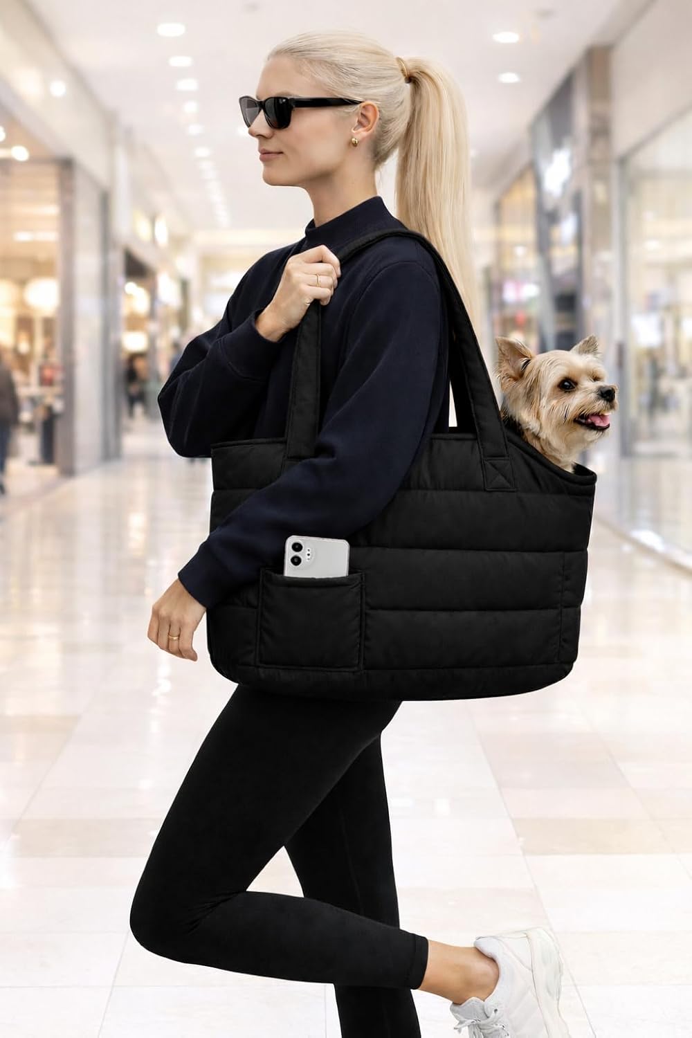 Interior view of Paws Pack dog carrier with safety leash