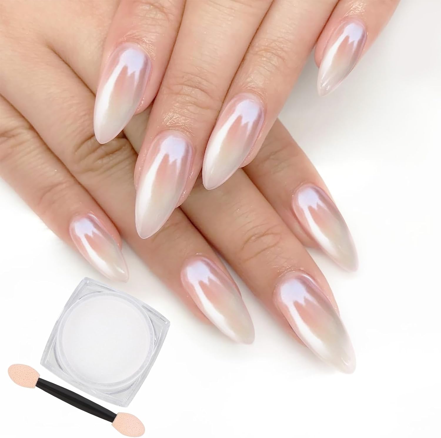 Artdone white pearl chrome nail powder front view packaging