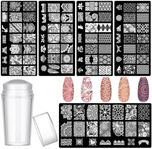Molilon 5pcs nail stamping kit with lace patterns front view