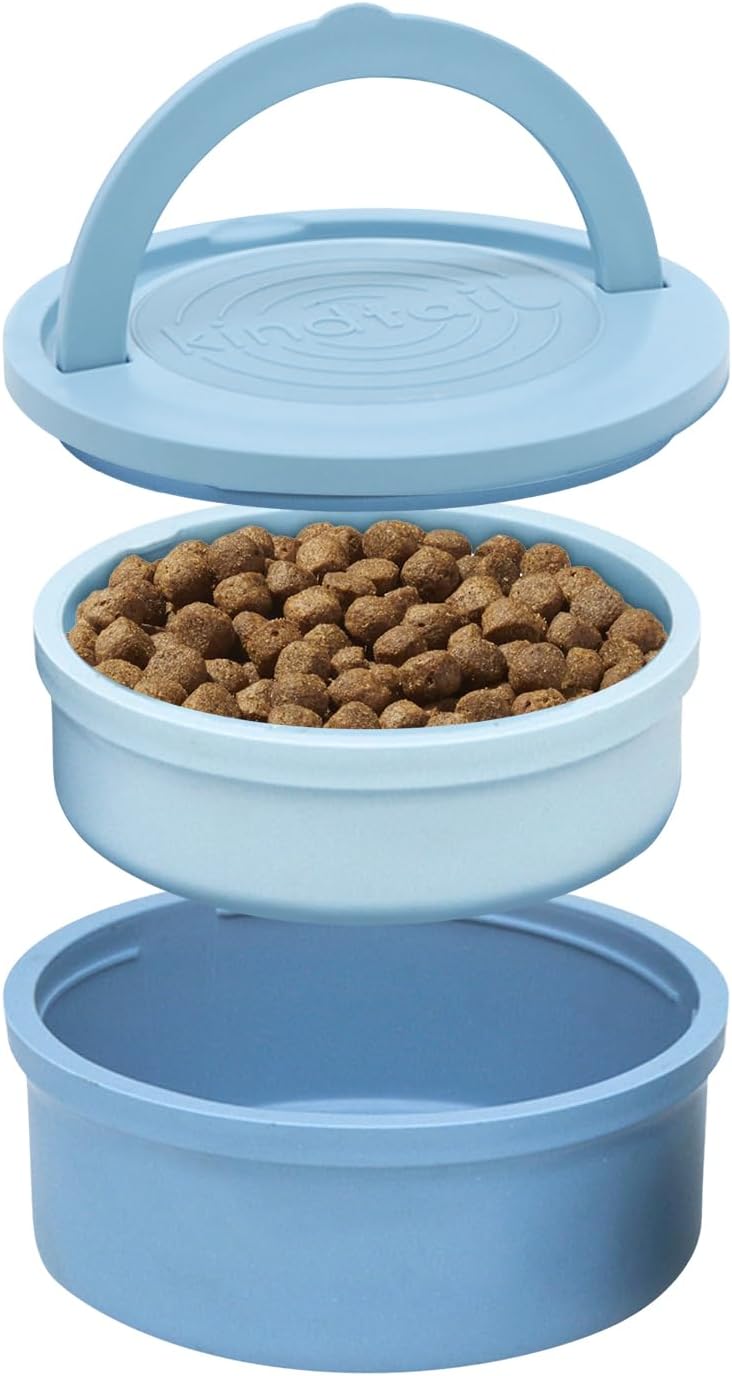 KindTail Dog Travel Bowls - Set of 2 Portable Pet Food & Water Dishes with Lid & Handle - Each Nesting Container Includes a Non-Slip Silicone Base - Microwave & Dishwasher Safe - BPA & Toxin-Free - Image 11