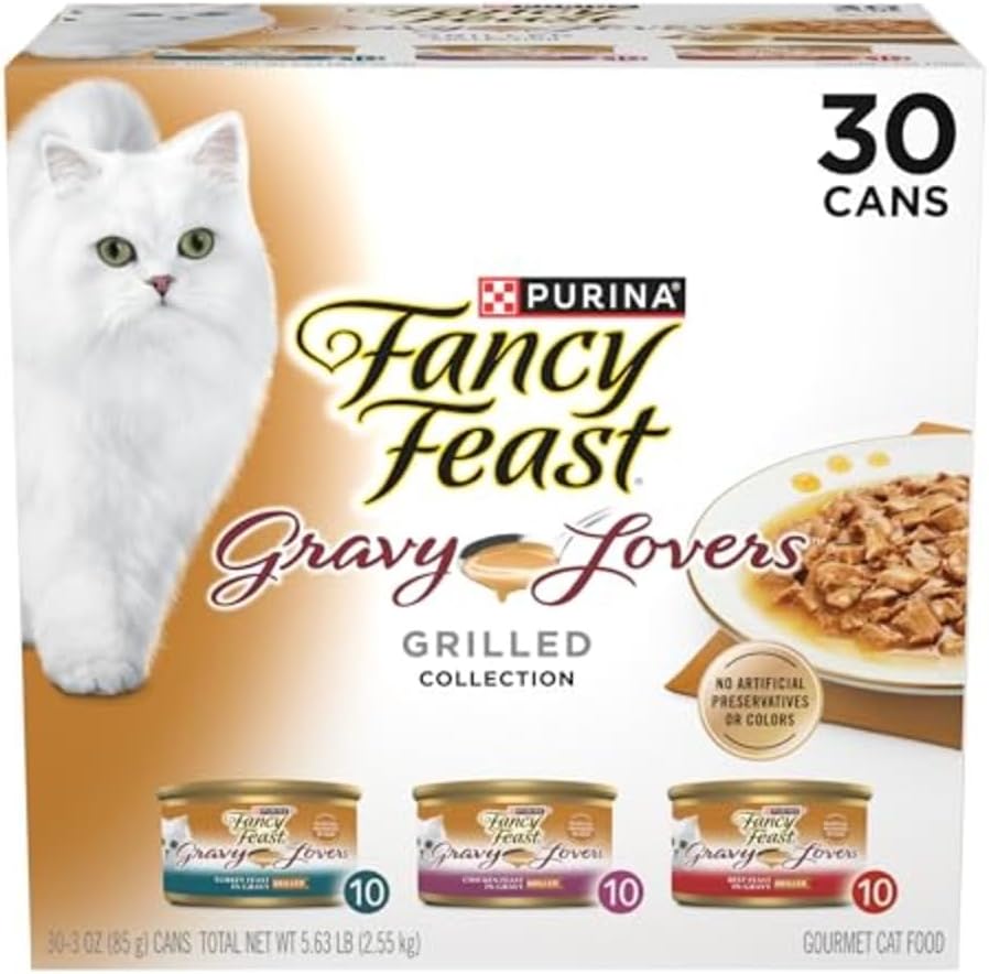 Purina Fancy Feast Gravy Lovers Poultry And Beef Wet Cat Food Cans Front View