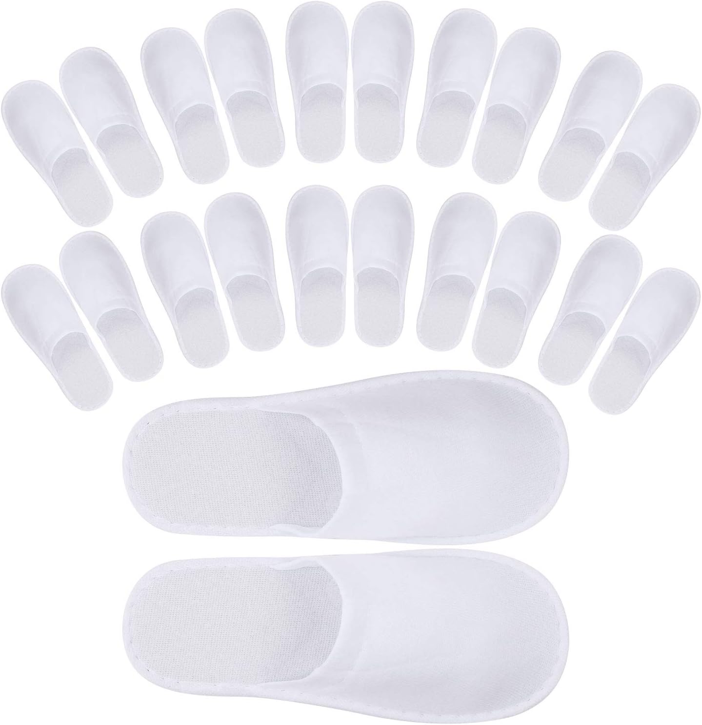 Tbestmax disposable spa slippers front view highlighting the premium closed toe white fleece design.