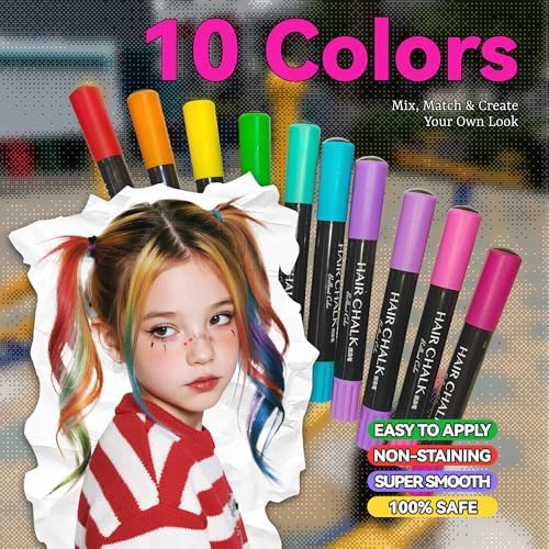 Close up of 10 piece washable hair dye pen collection