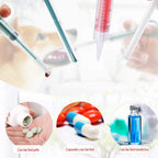White liquid syringe feeder for cats and baby animals demonstrating measurements.