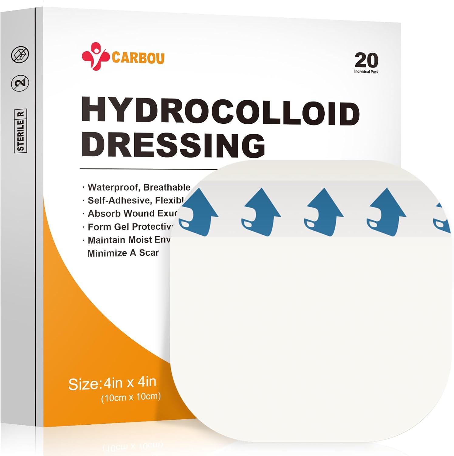 Carbou Hydrocolloid Wound Dressing 4x4 box front view