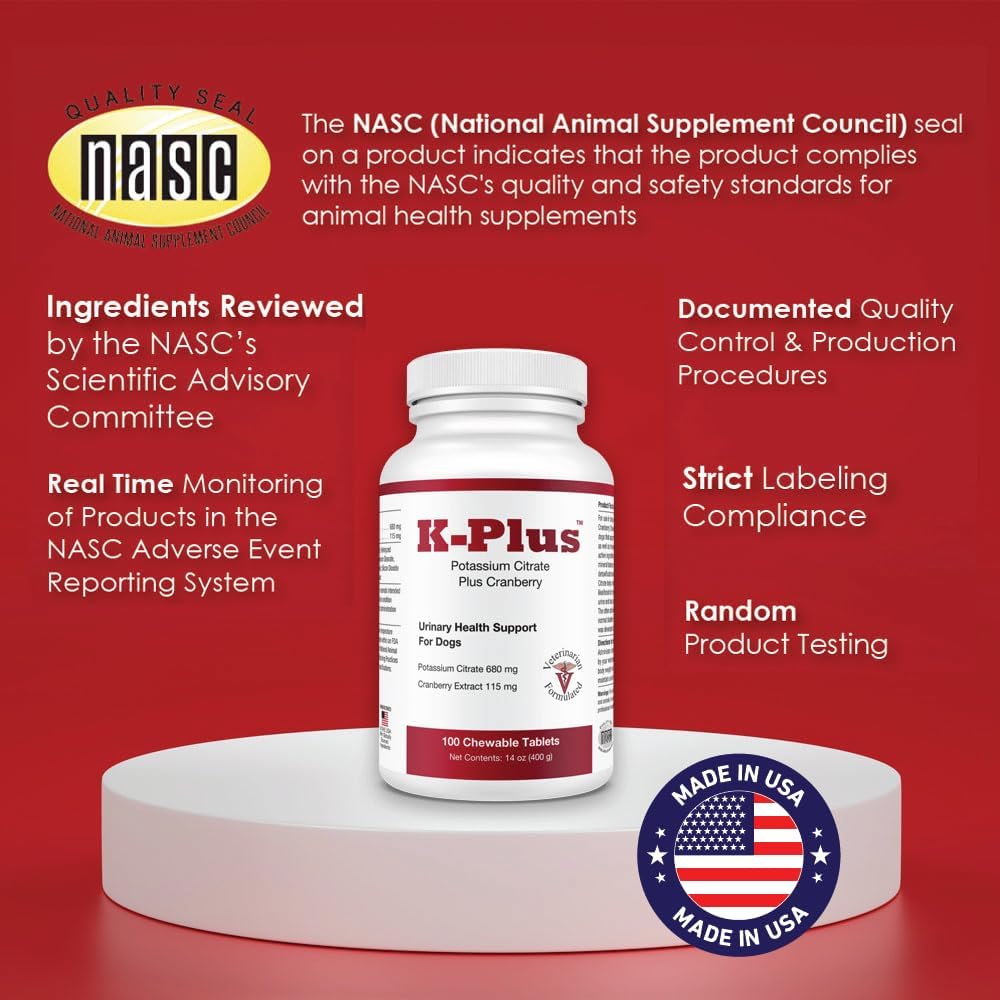 K-Plus Potassium Citrate Plus Cranberry Supplement for Dogs - UTI Remedy Chewable Tablets - Supports Bladder Health - For Every Dog Breed (100 Tabs) - Image 10