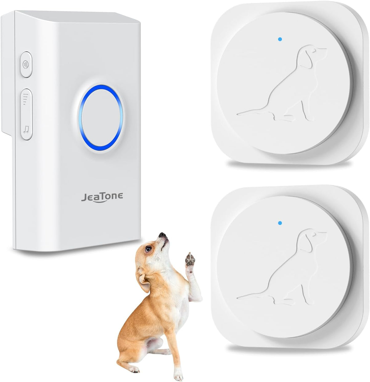 JeaTone Smart Wireless Dog Door Bell set in white