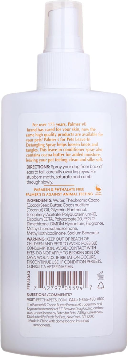Pet conditioning spray for smooth and shiny dog coats.