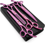 Moontay Professional 7.0" Dog Grooming Scissors Set, 4-pieces Straight, Upward Curved, Downward Curved, Thinning/Blending Shears for Dog, Cat and Pets, JP Stainless Steel, Purple - Image 9