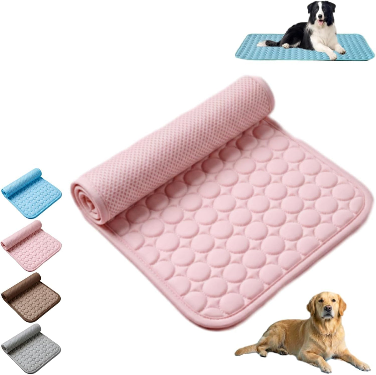 Foldable grey ice silk self-cooling pet bed
