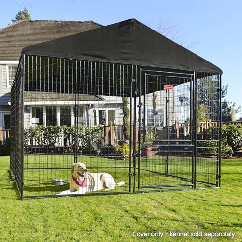 Weather Guard durable large dog house outdoor cover installed on cage