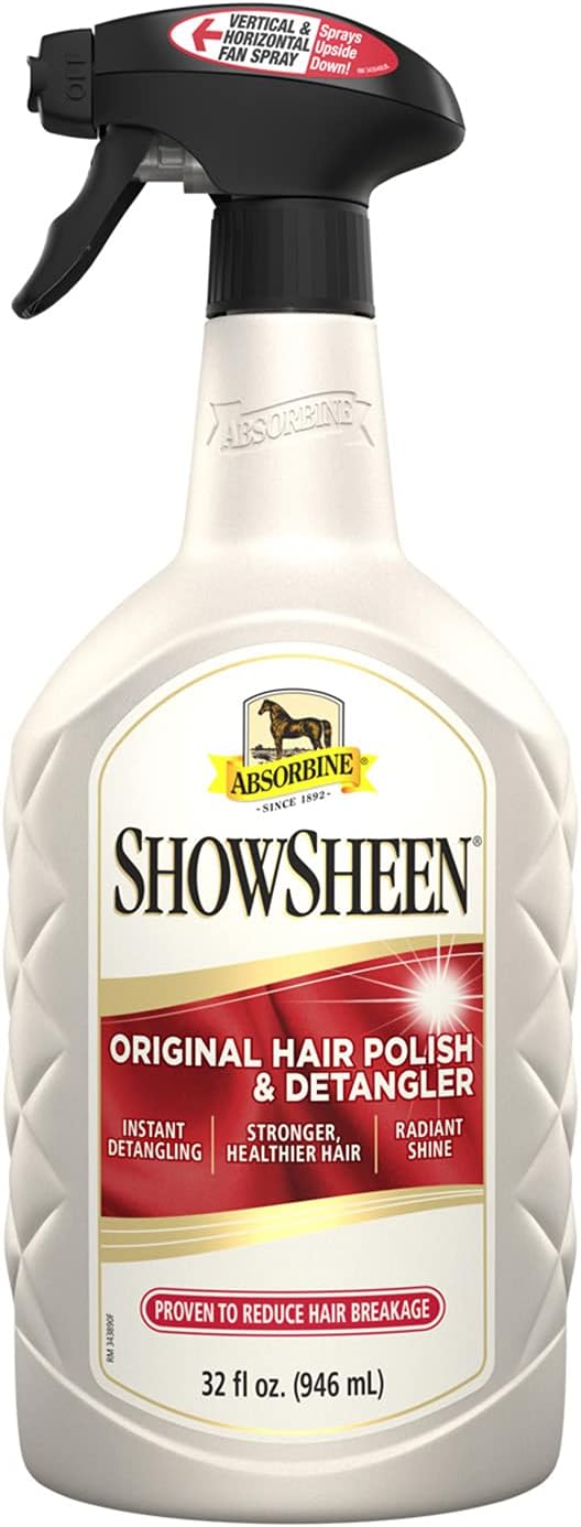Absorbine ShowSheen Hair Polish and Detangler front view bottle for animal grooming