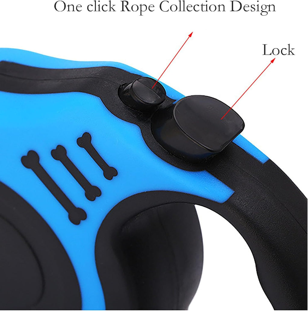 Yikangheng blue retractable leash stainless steel buckle