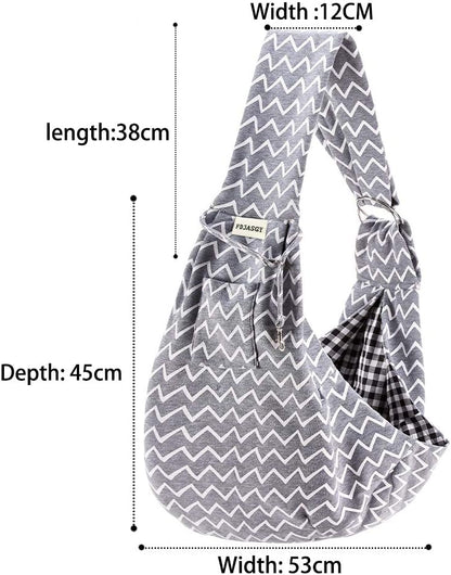 Reversible pet tote bag for small dogs and cats