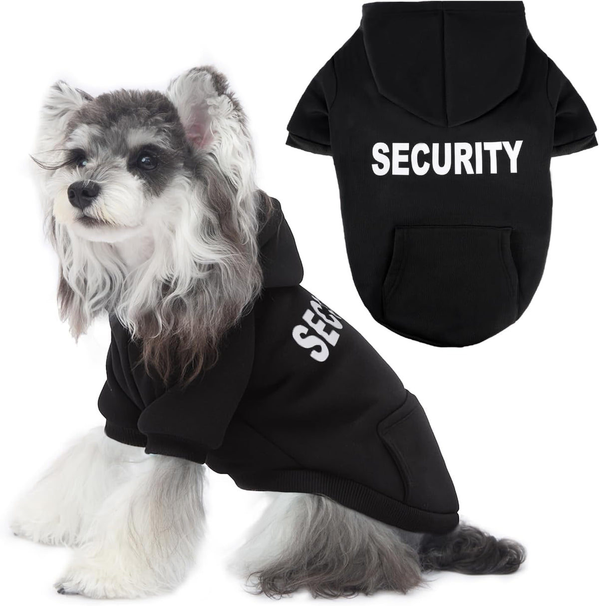 BAOBICUTE dog basic hoodie black security variant front view