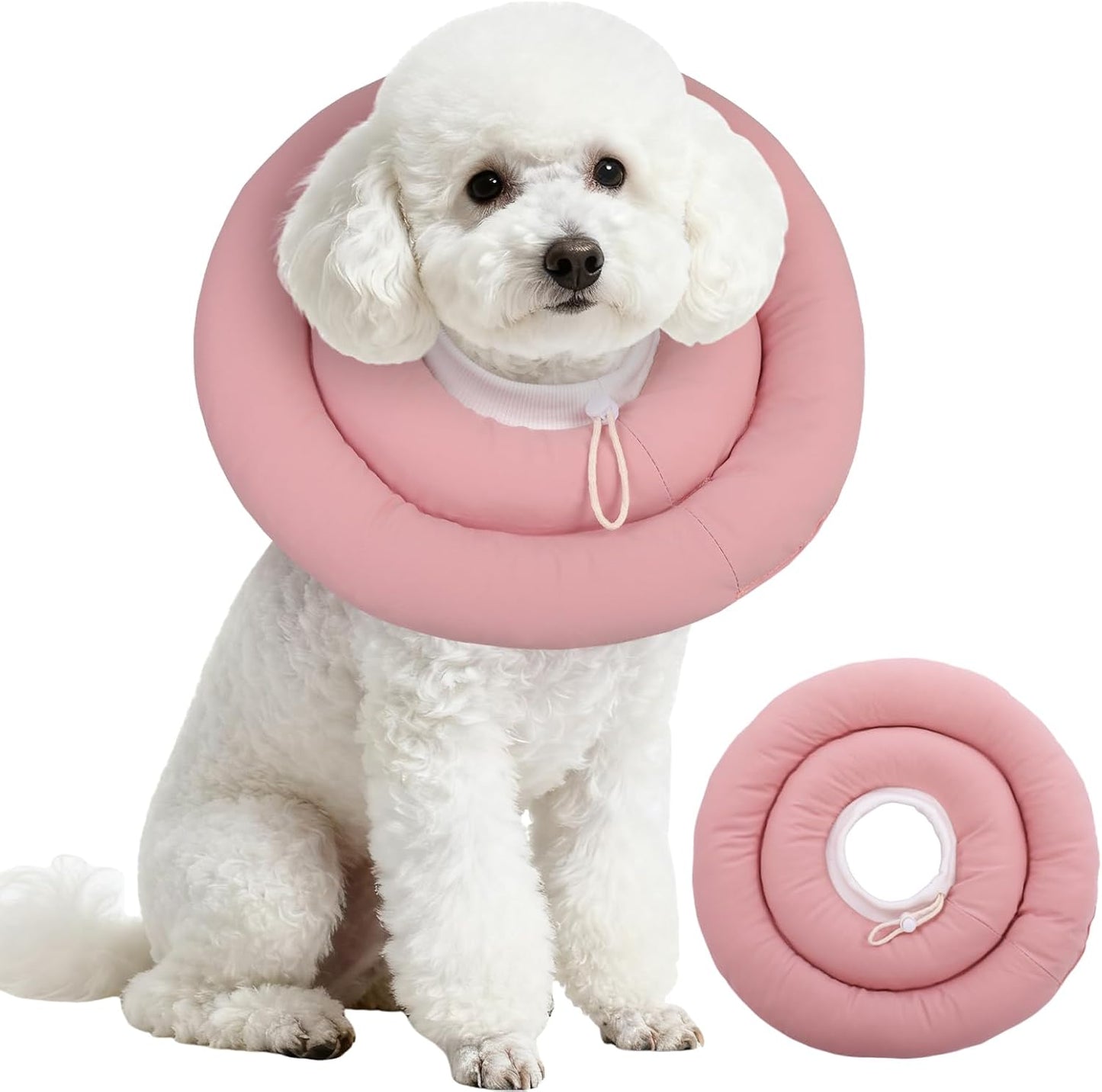 IDOMIK dog recovery collar front view pink soft pet donut cone