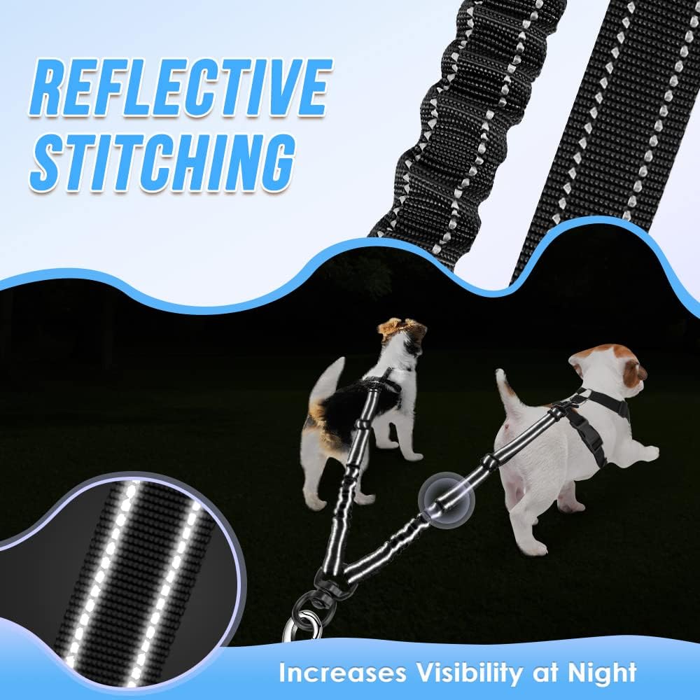 Night safety reflective pattern view on the dual dog lead coupler