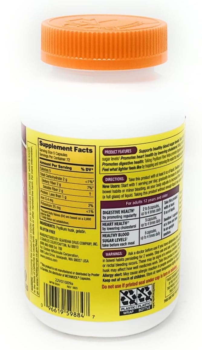 Kirkland fiber capsules supplement facts nutritional label