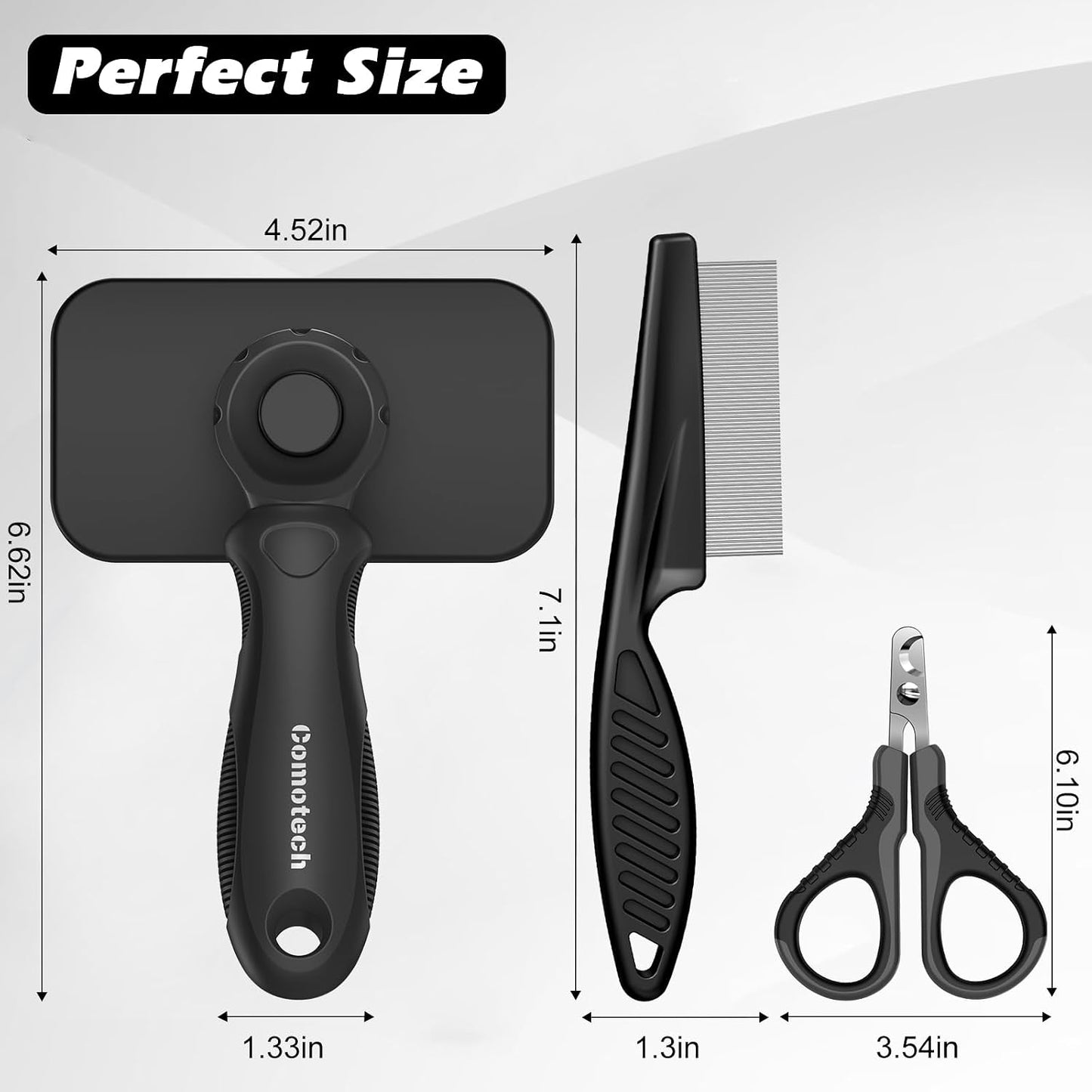 Ergonomic non-slip handle of the Comotech cat brush