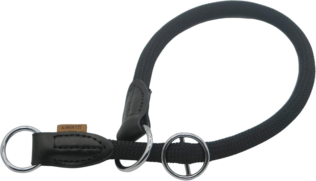 Braided Round Martingale Dog Collar, Training Collar with Slidable Stop Ring and Adjustable Stopper - Ideal for Medium Dogs (M(1/3") - 18" Long, Light Blue) - Image 10