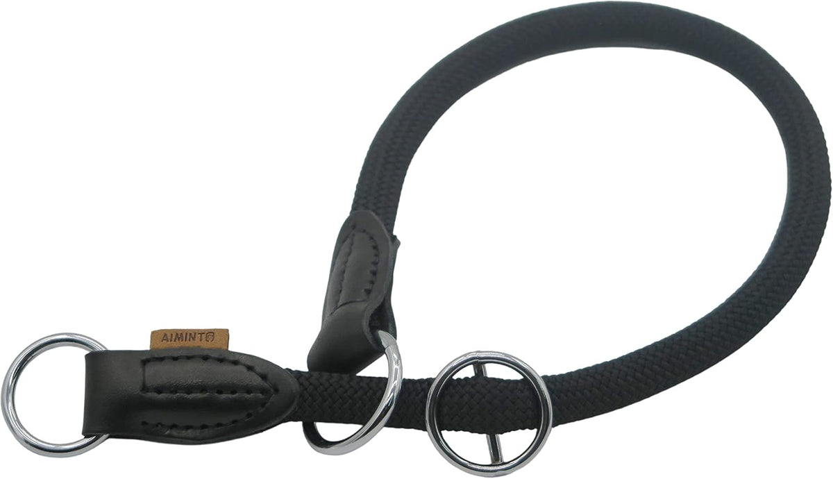 Braided Round Martingale Dog Collar, Training Collar with Slidable Stop Ring and Adjustable Stopper - Ideal for Medium Dogs (M(1/3") - 18" Long, Light Blue) - Image 10