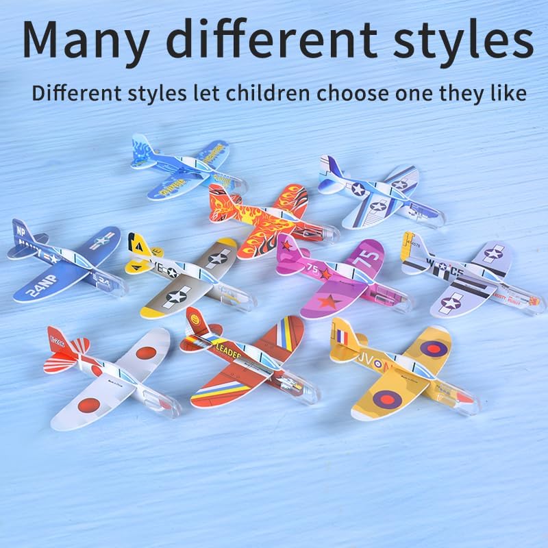LUCKY GUESS 50 Pcs Foam Gliders Planes Toys, Paper Airplane, Assorted Colors, Easy Assembly, Perfect for Party Favors & Classroom Prizes, Outdoor Flying Toys for Kids Boys and Girls - Image 6