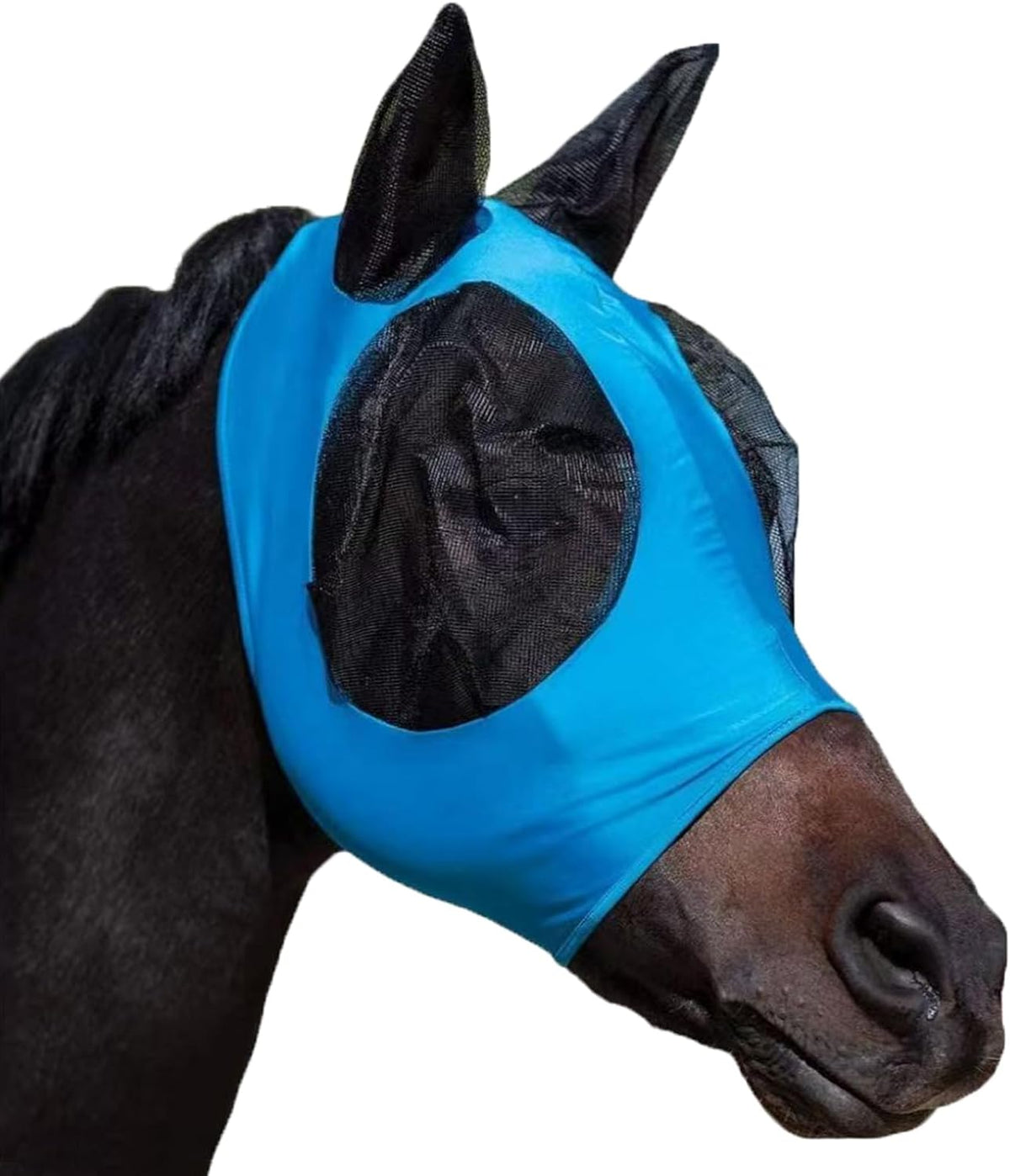 Huame blue horse fly mask with ears front view