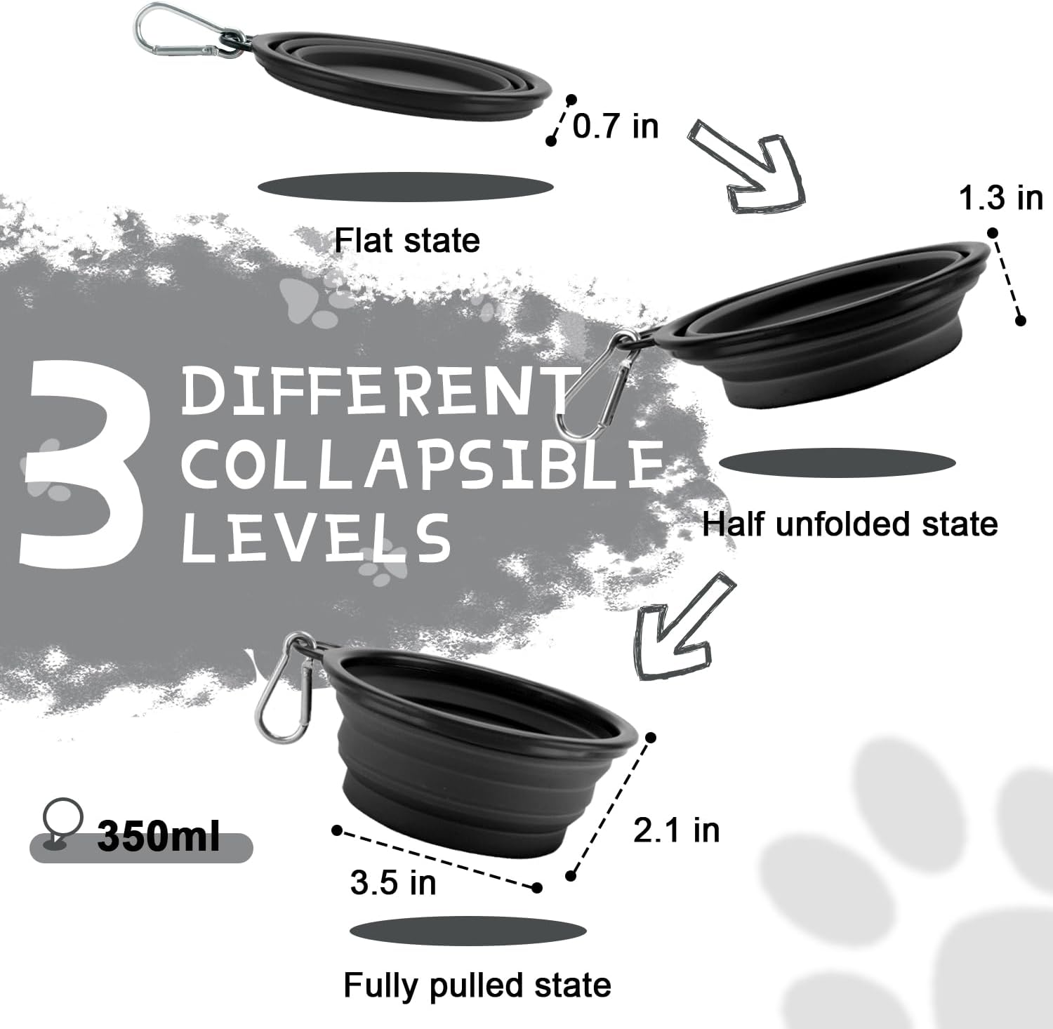 Rest-Eazzzy portable pet water bowl flat collapsed view for compact storage