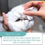 Natural pet eye wash solution bottle for allergy relief and itching