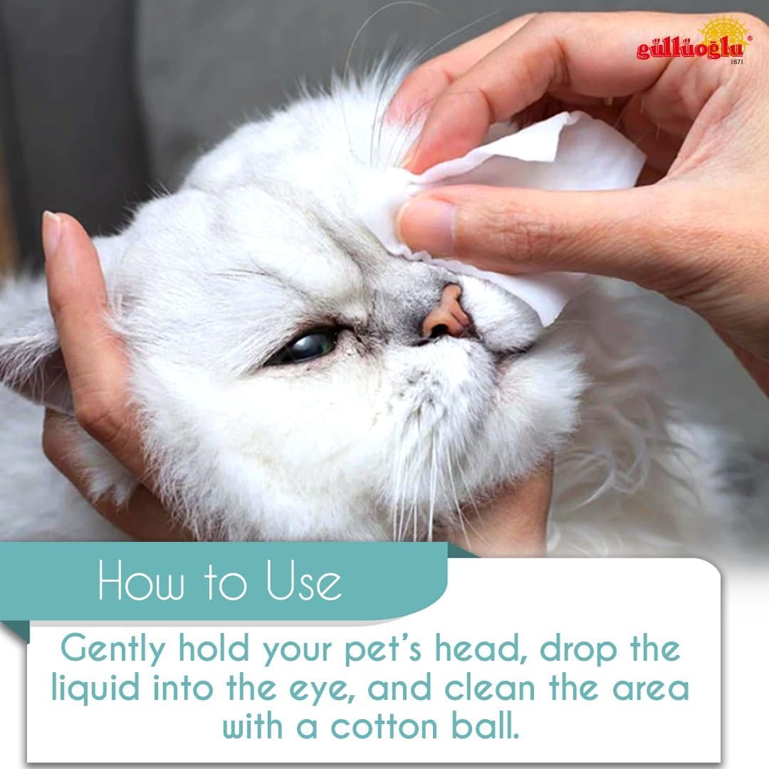 Natural pet eye wash solution bottle for allergy relief and itching