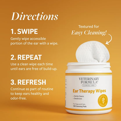 Texture of Veterinary Formula Clinical Care ear cleaning wipes