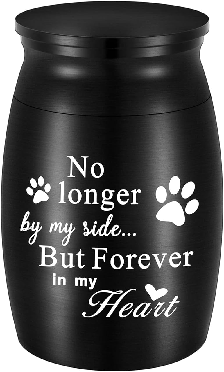 XIUDA 1.57 inches Mini Pet Memorial Small Urns for Dog and Cat Ashes, Stainless Steel Cremation Urn, Pet Paw Print Keepsake Urn for Ashes - No Longer by My Side Forever in My Heart - Image 10