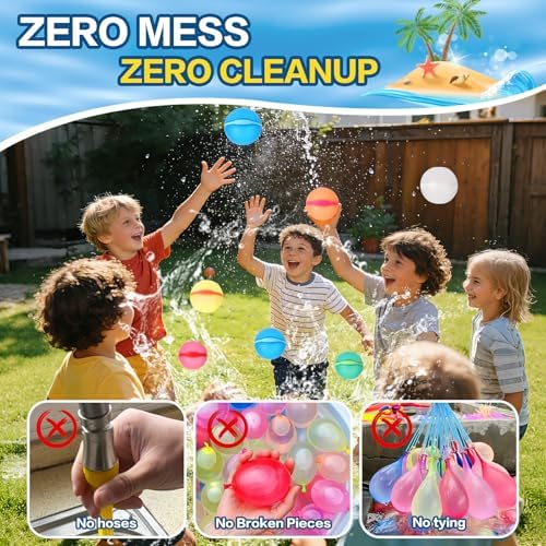 Magnetic refillable water balls self sealing quick fill demonstration in swimming pool