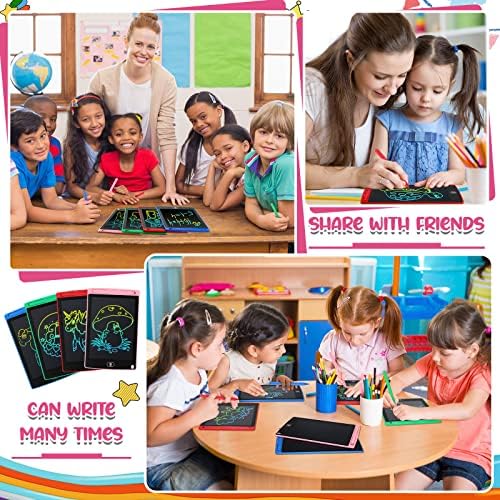 Kids using reusable digital doodle board for drawing practice
