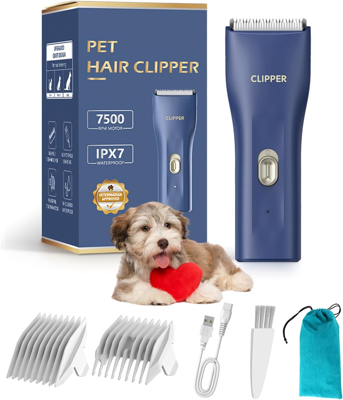 Professional Household Waterproof Low Noise Pet Hair Clippers Electric USB Rechargeable Painless Grooming Tools Hair Grooming Trimmer for Small Medium Dog Cat AP005 Green - Image 13