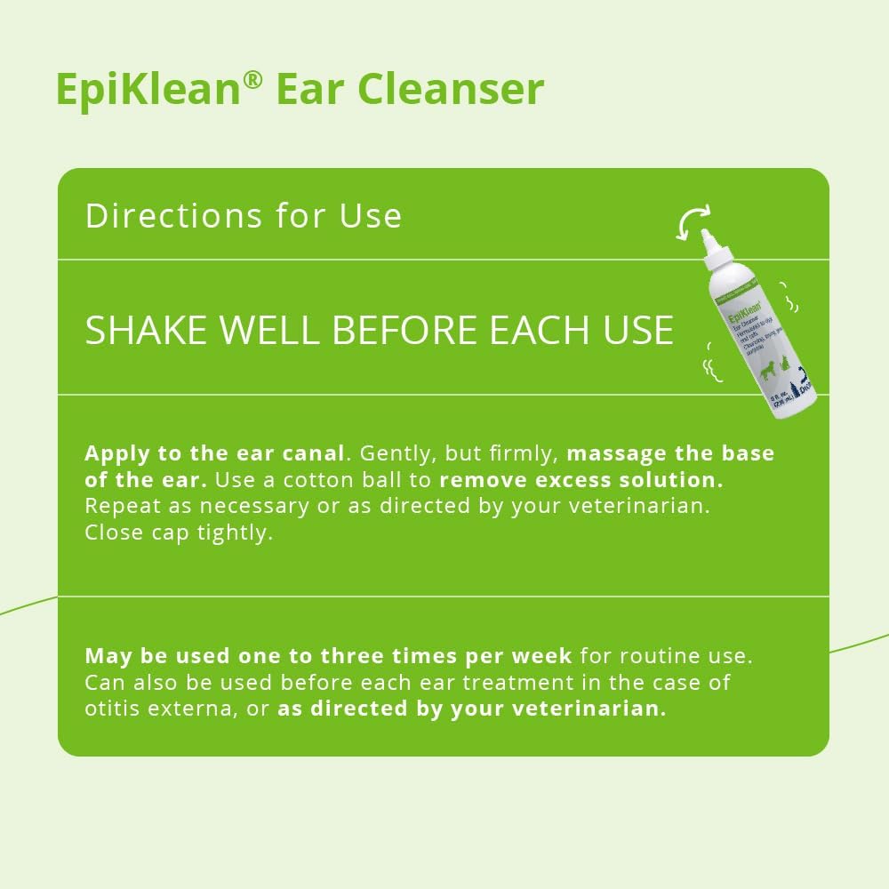 Epiklean ear cleaning solution being applied to a cat ear