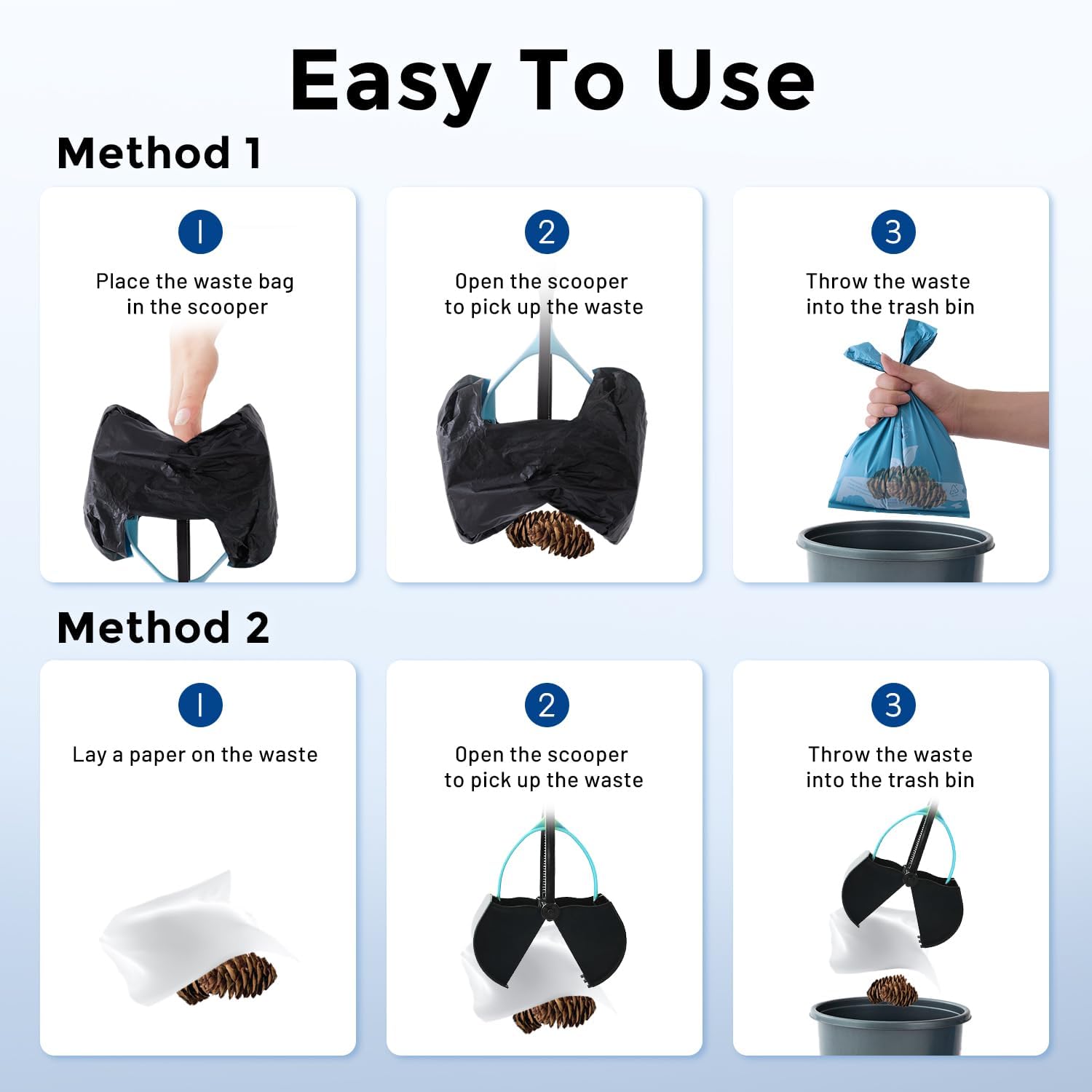 ZOMISIA thirty two inch long handle pooper scooper collapsed for storage