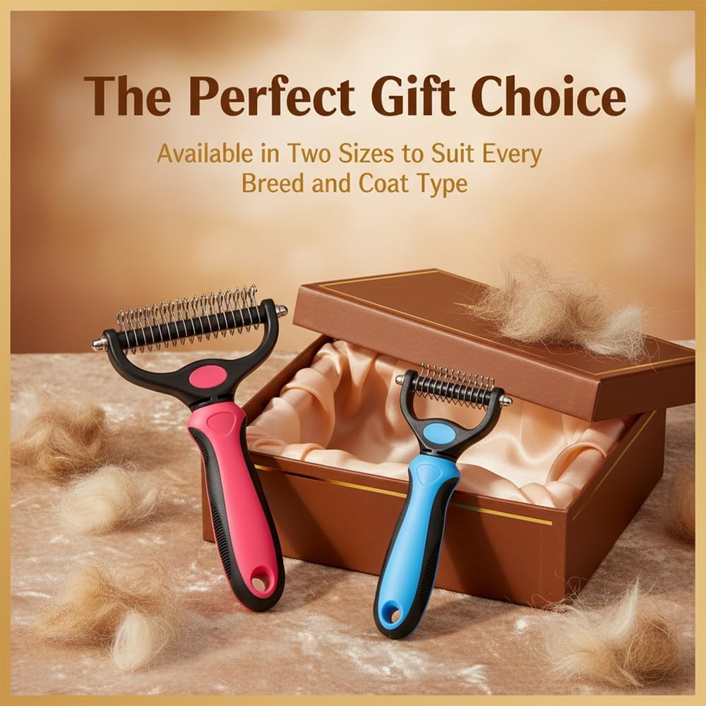 Dematting Comb for Dogs and Cats, Undercoat Rake Pet Brush for Long Hair, Deshedding Dog Brush Removes Tangles Knots and Loose Fur, Grooming Tool for Thick Coats (Blue L) - Image 9
