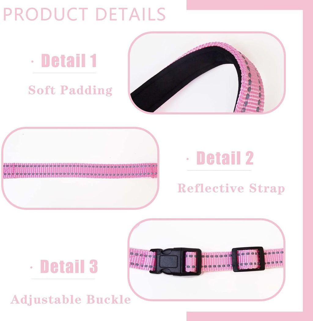 Pink adjustable dog head halter with padded nose strap