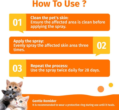Cassiel Pet hypoallergenic dog spray application instructions for localized skin irritation
