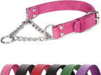 Martingale Collar for Dogs No-Pull Adjustable Training Collar with Stainless Steel Chain - Genuine Leather Anti-Slip Design for Small,Medium,Large Breed Dogs - Black (M) - Image 10