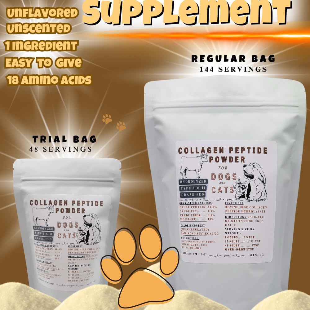 Organic grass-fed bovine collagen powder for cats and dogs