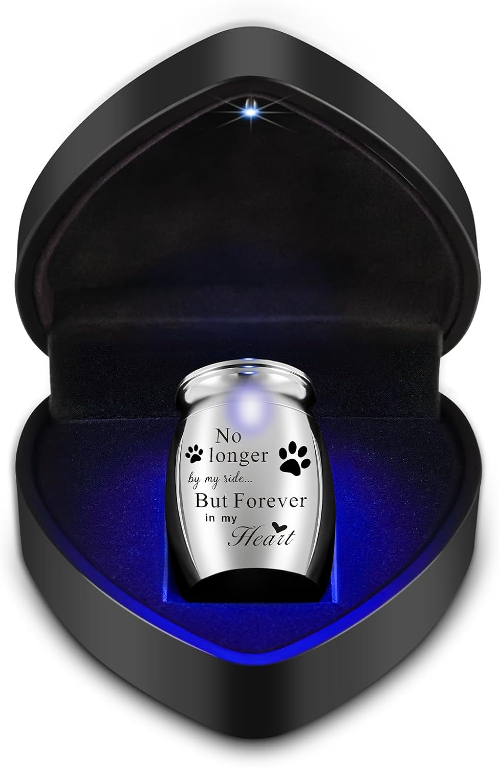 XIUDA 1.57 inches Mini Pet Memorial Small Urns for Dog and Cat Ashes, Stainless Steel Cremation Urn, Pet Paw Print Keepsake Urn for Ashes - No Longer by My Side Forever in My Heart - Image 12