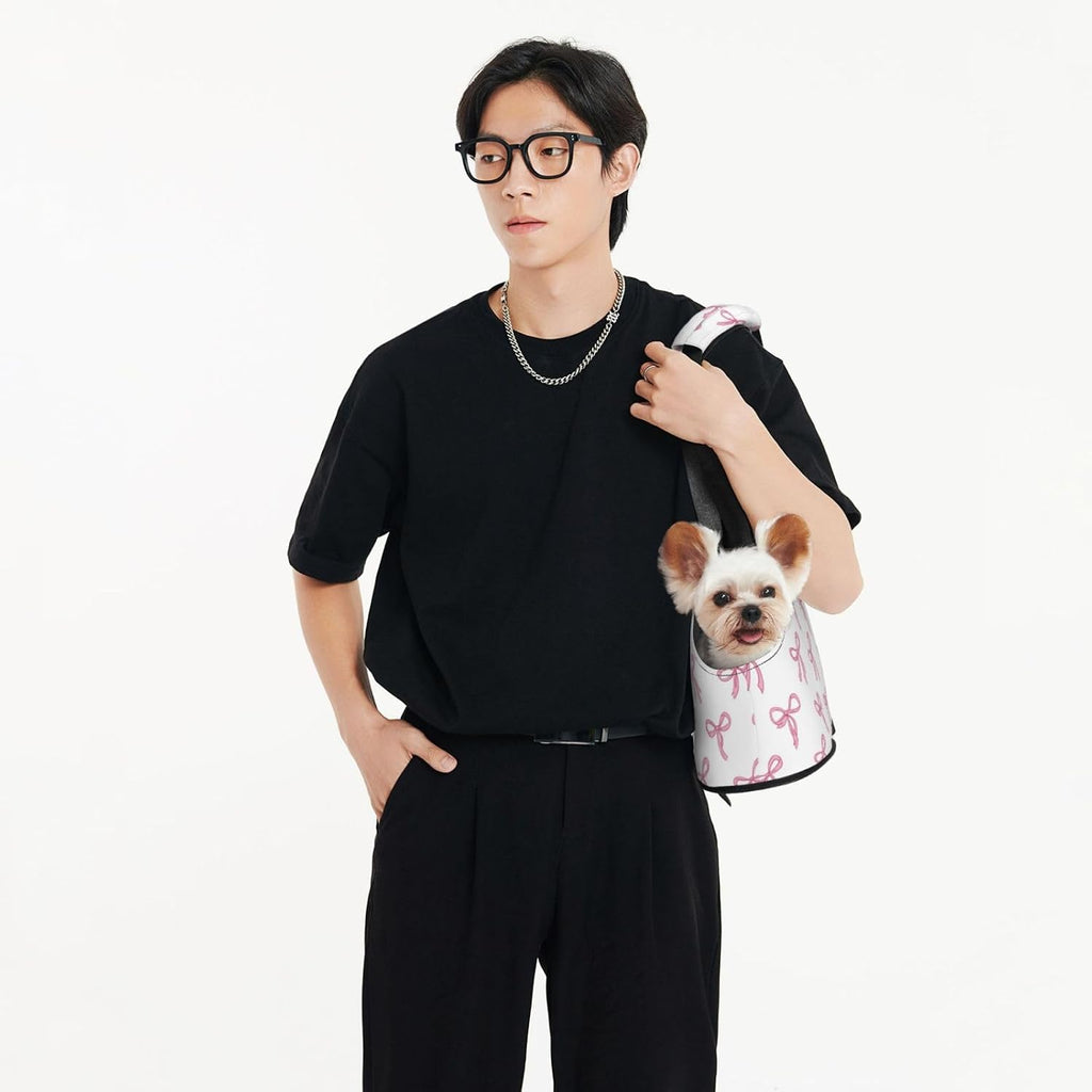Pawaboo pink dog tote bag featuring storage pockets
