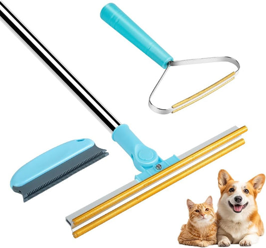 Bolfie 3-in-1 carpet rake and pet hair removal tool kit front view