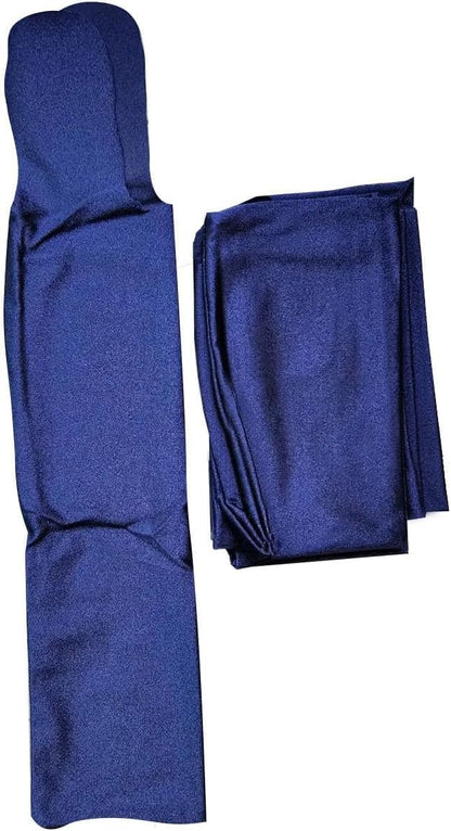 Set of 6 blue horse mane protective covers flat lay