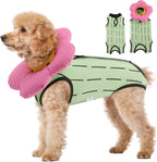 EMUST 2PCS Cat Recovery Suit and Cat Surgery Suit, Cute Cats Surgical Suit for Abdominal Wounds or Skin Diseases, Adjustable Flower Neck Cats Cone Collar Soft for 4-8lb(Green, M) - Image 11