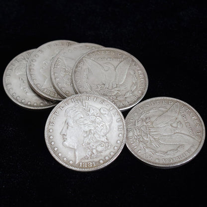 Fogilas 6 piece magnetic Morgan Dollar replica set front view