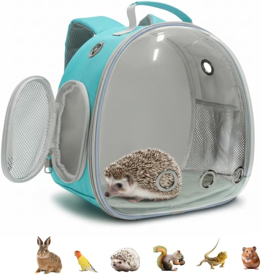 Small Animal Carrier Guinea Pig Backpack,Transparent, Breathable Backpack Carrier for Hedgehogs, Rabbits, Birds, Squirrels, Hamsters, Lizards Comfortable, Portable Travel Bag for Small Pets (Pink) - Image 8